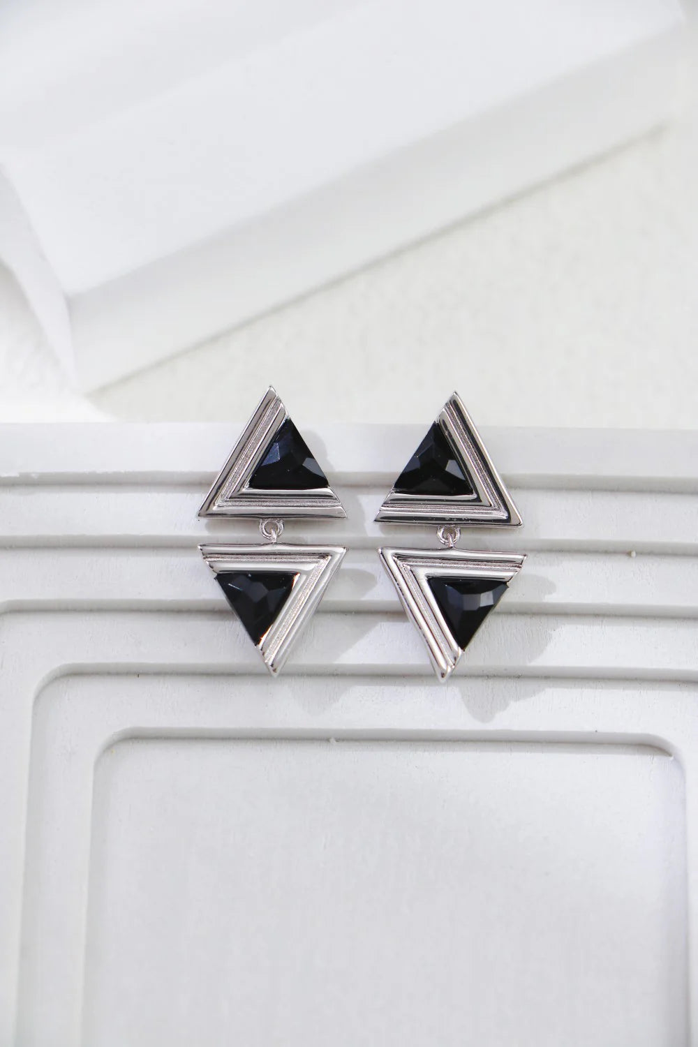 Triangle Black Onyx Fashion Earrings