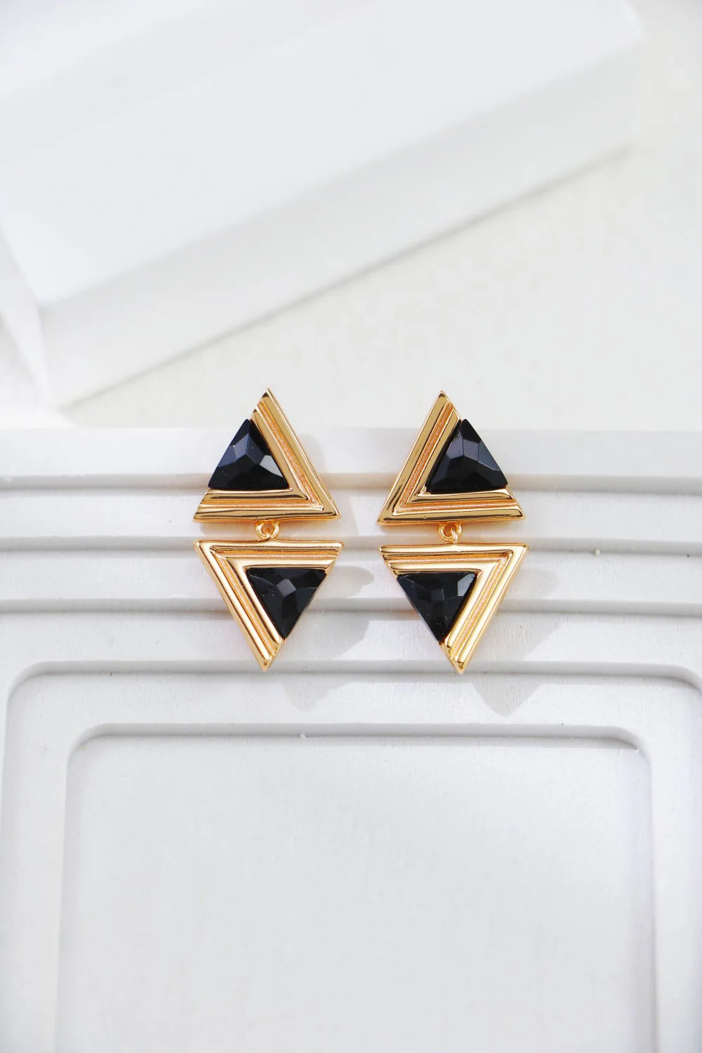 Triangle Black Onyx Fashion Earrings