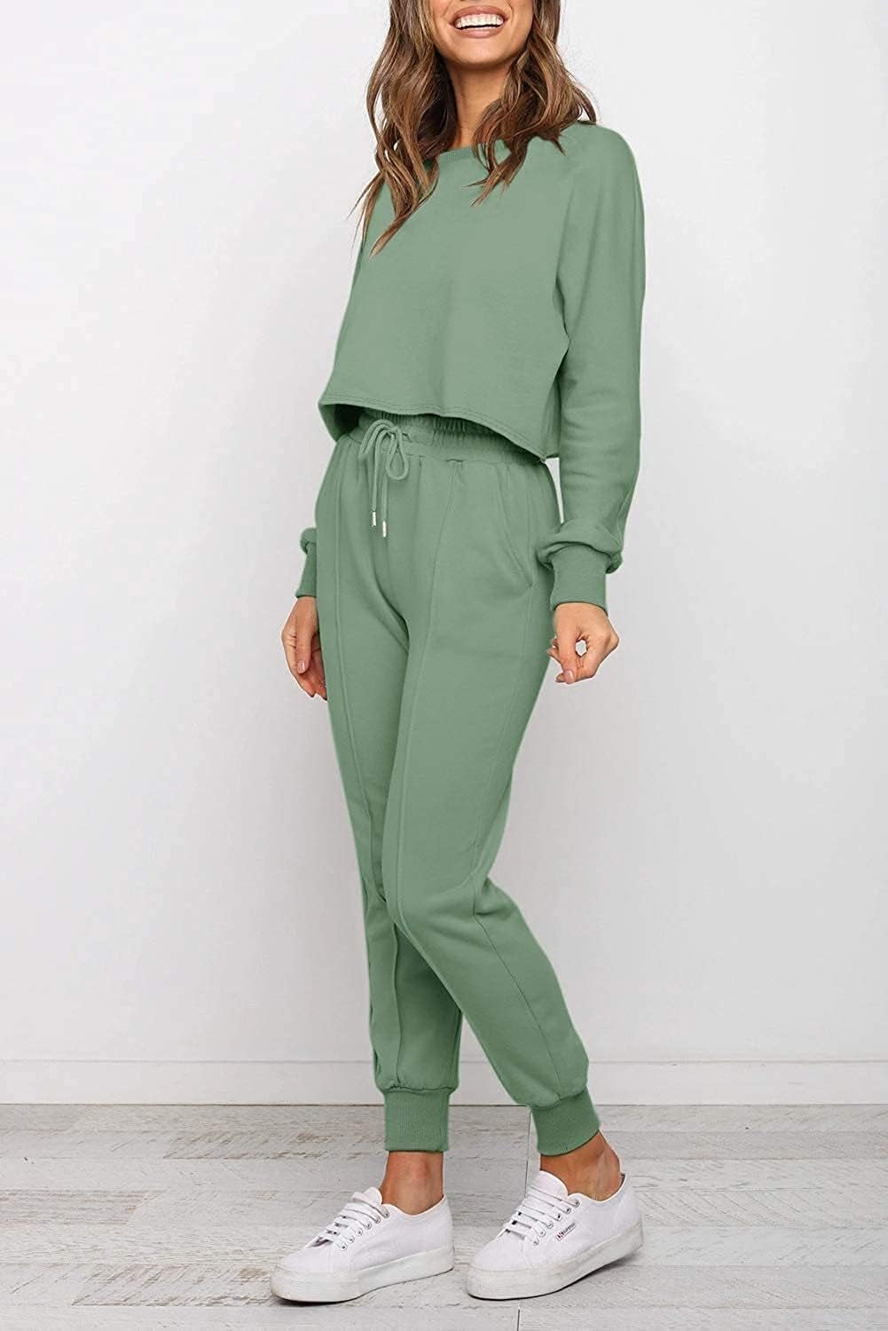 Women'S Casual 2 Piece Outfits Long Sleeve Tops & Sweat Pants Pajamas Loungewear Set