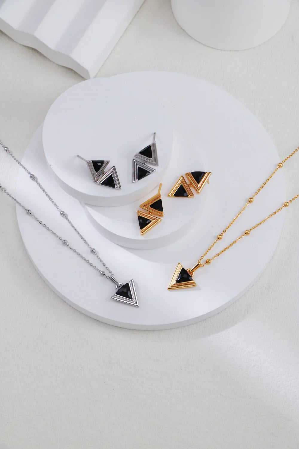 Triangle Black Onyx Fashion Earrings