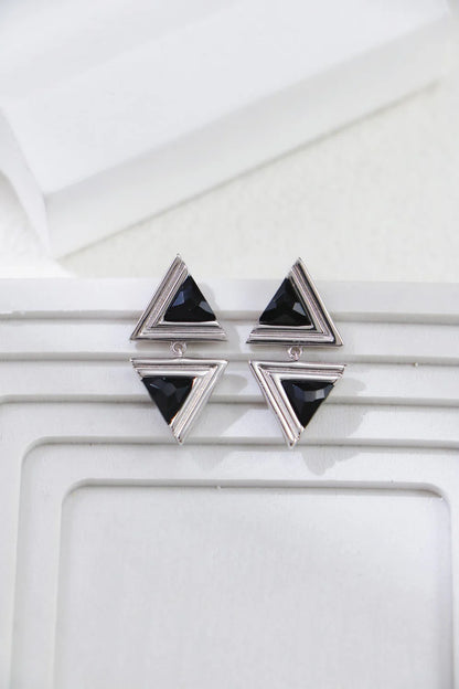 Triangle Black Onyx Fashion Earrings