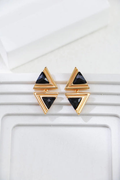 Triangle Black Onyx Fashion Earrings