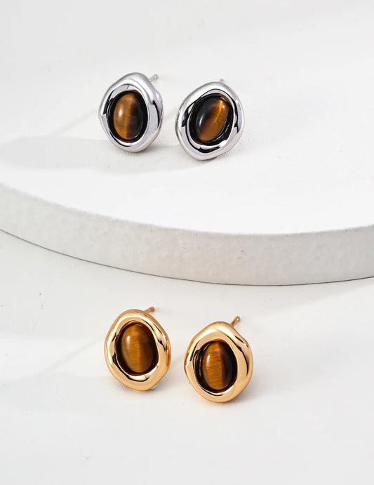 Natural Tiger Eye Earrings
